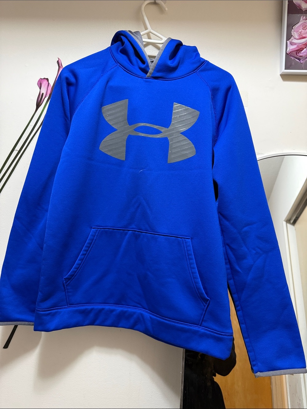 Under Armour Kids' Electric Blue Hooded Pullover with Gray Logo